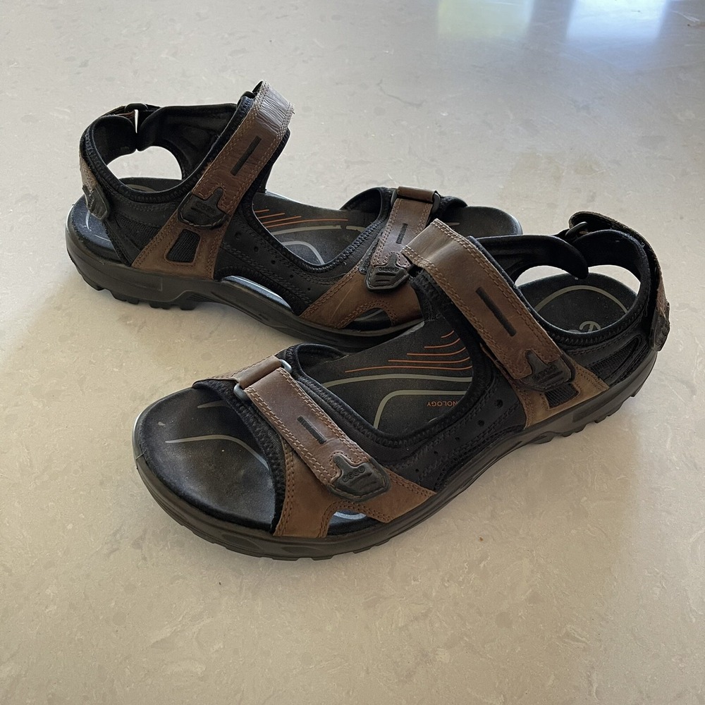 Ecco Yucatan EU 46 US 12-12.5 Sandals Brown Slides Straps Walking Outdoors Mens